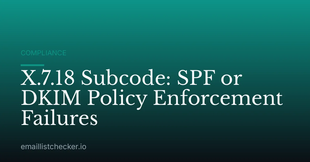 X.7.18 Subcode: SPF or DKIM Policy Enforcement Failures