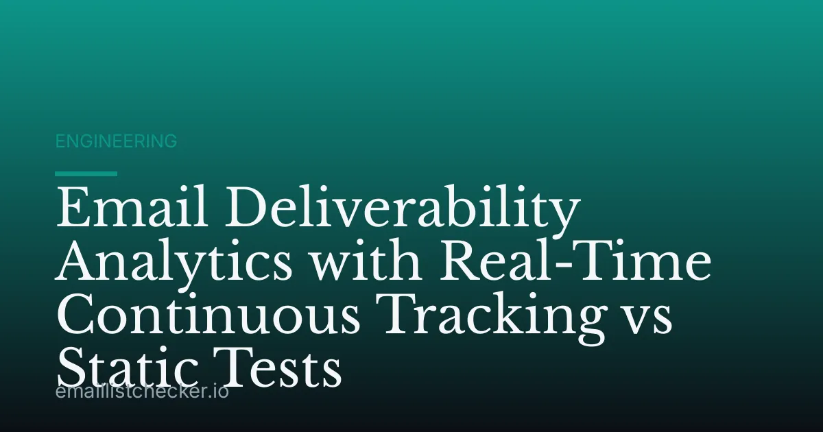 Email Deliverability Analytics with Real-Time Continuous Tracking vs Static Tests
