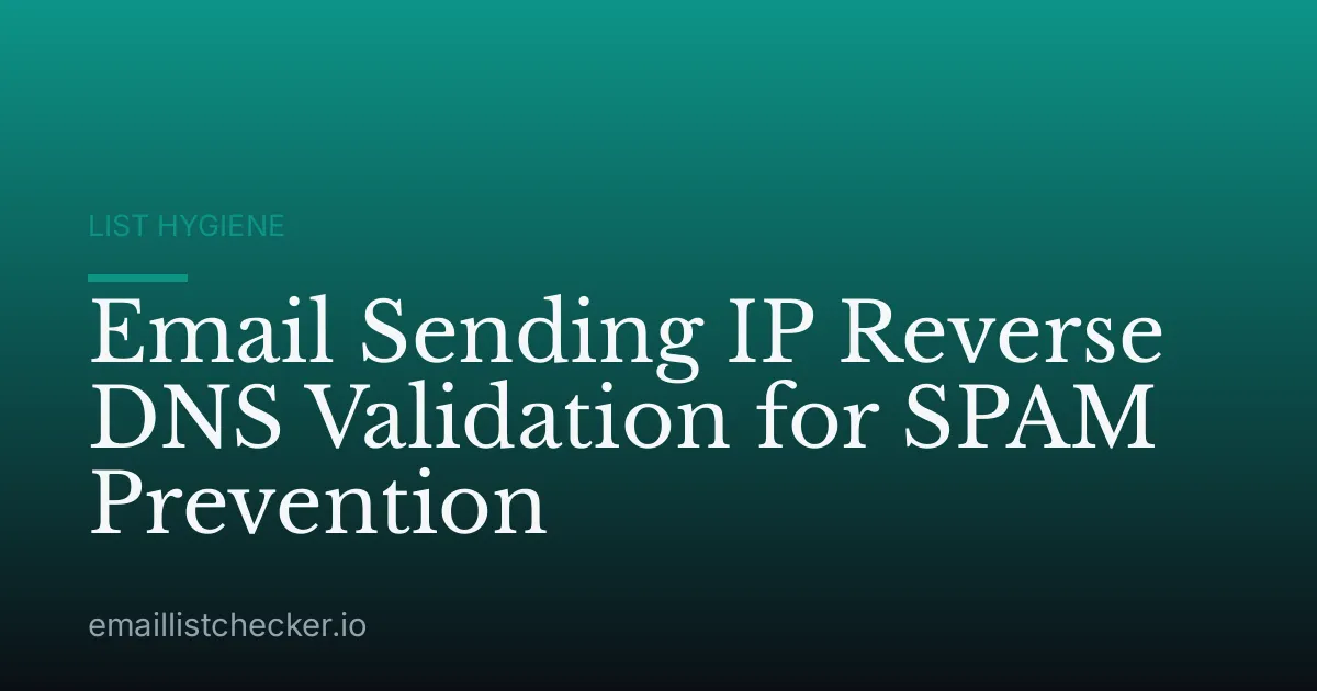 Email Sending IP Reverse DNS Validation for SPAM Prevention