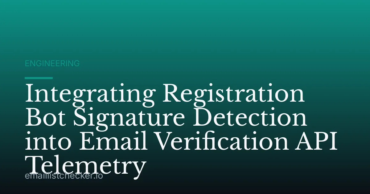 Integrating Registration Bot Signature Detection into Email Verification API Telemetry