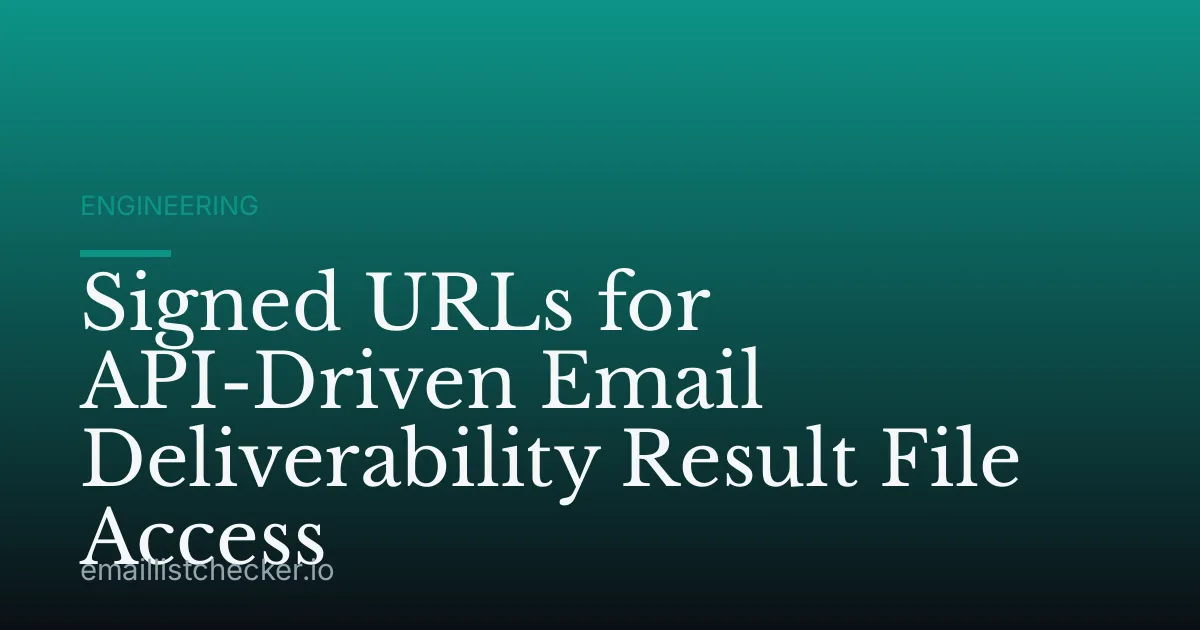 Signed URLs for API-Driven Email Deliverability Result File Access