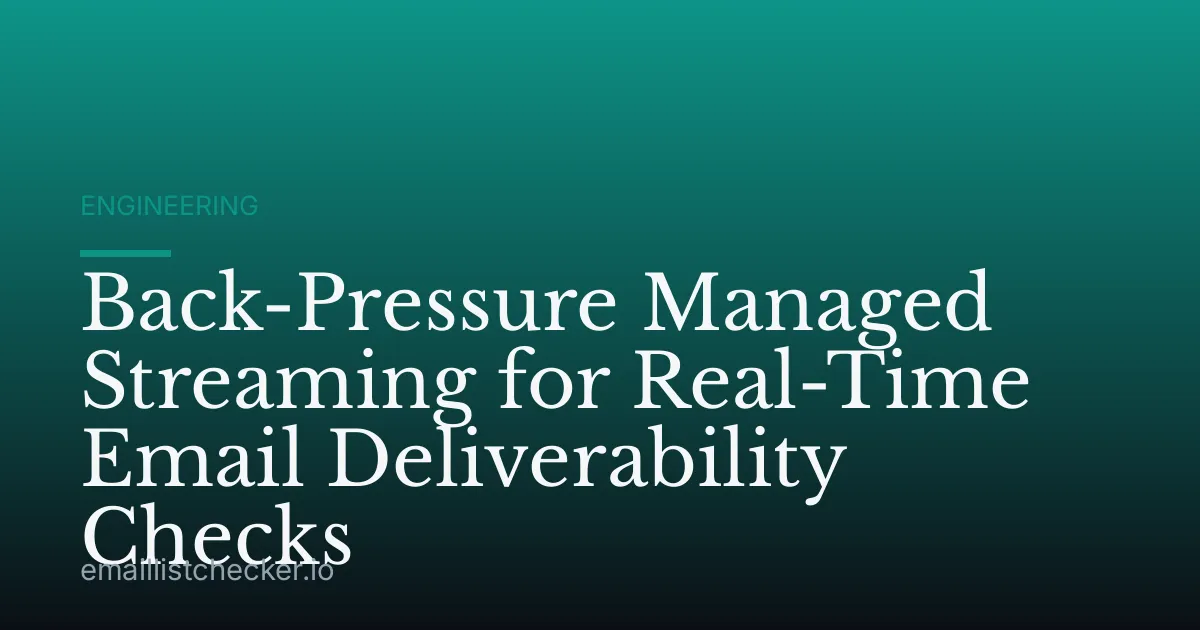 Back-Pressure Managed Streaming for Real-Time Email Deliverability Checks