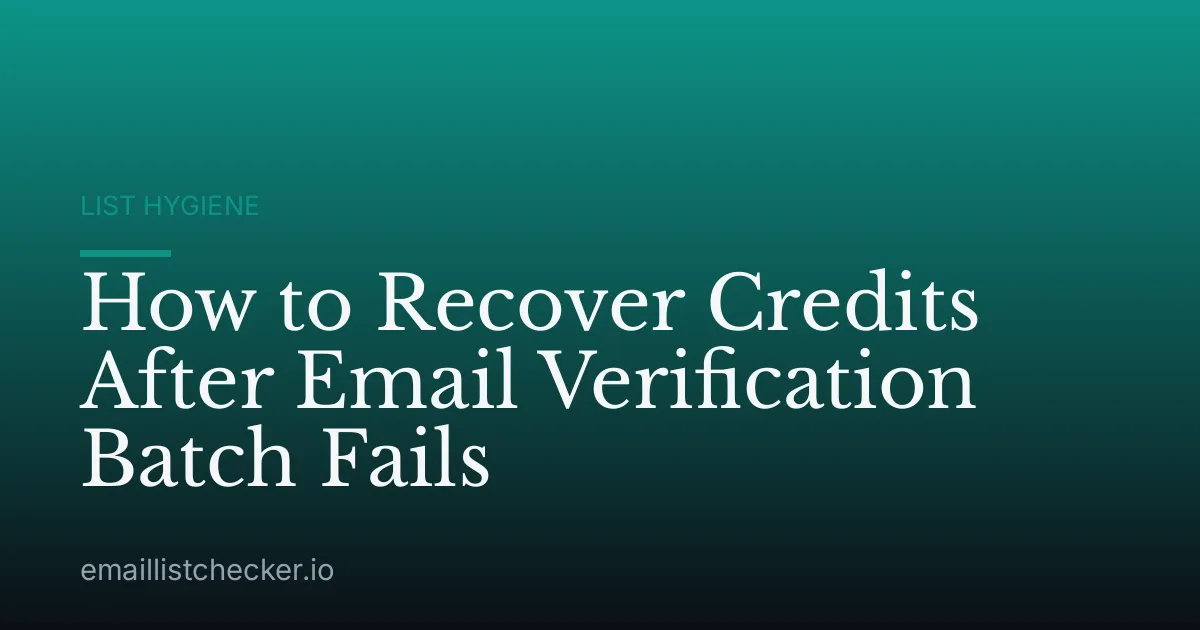 How to Recover Credits After Email Verification Batch Fails