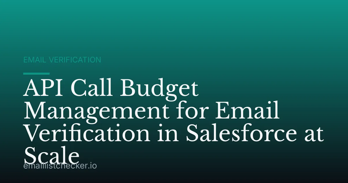 API Call Budget Management for Email Verification in Salesforce at Scale