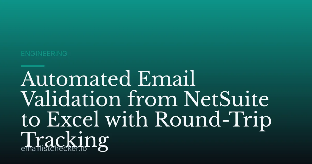 Automated Email Validation from NetSuite to Excel with Round-Trip Tracking