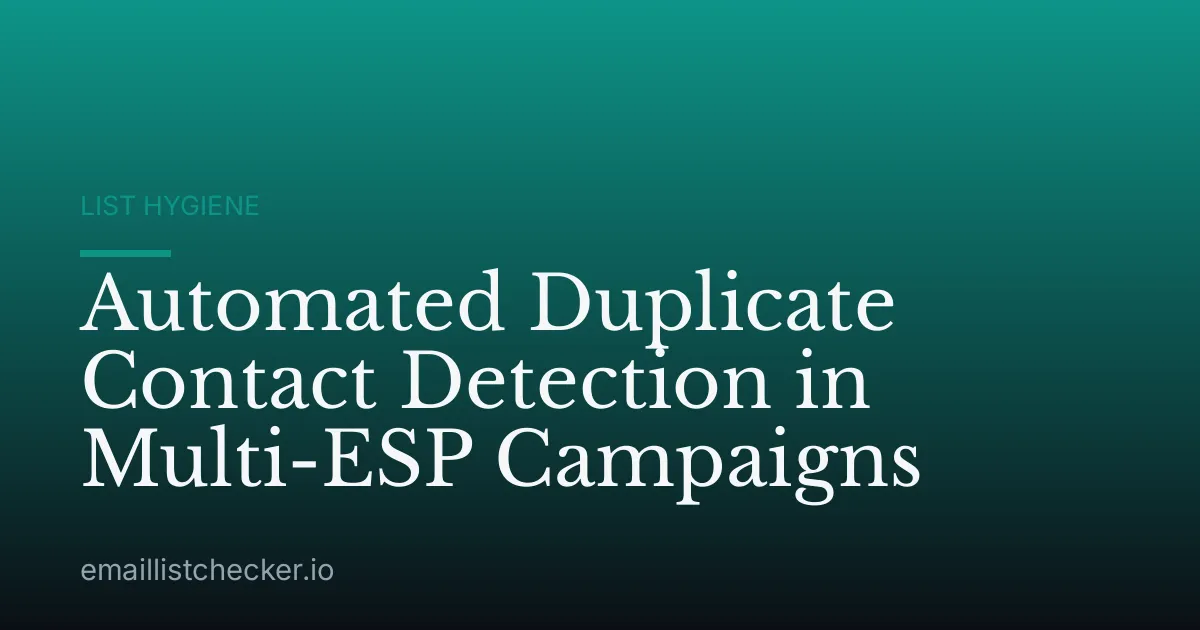 Automated Duplicate Contact Detection in Multi-ESP Campaigns