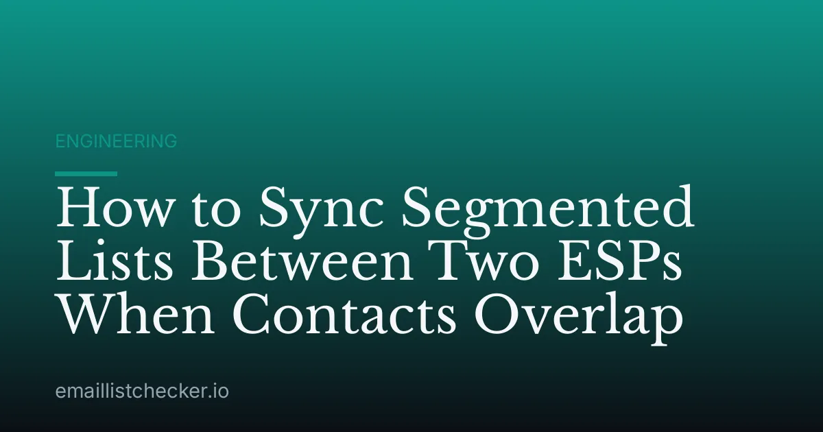 How to Sync Segmented Lists Between Two ESPs When Contacts Overlap