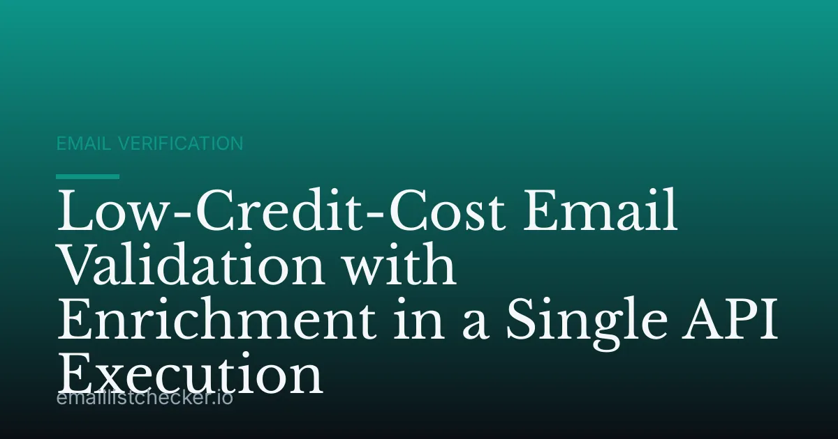 Low-Credit-Cost Email Validation with Enrichment in a Single API Execution