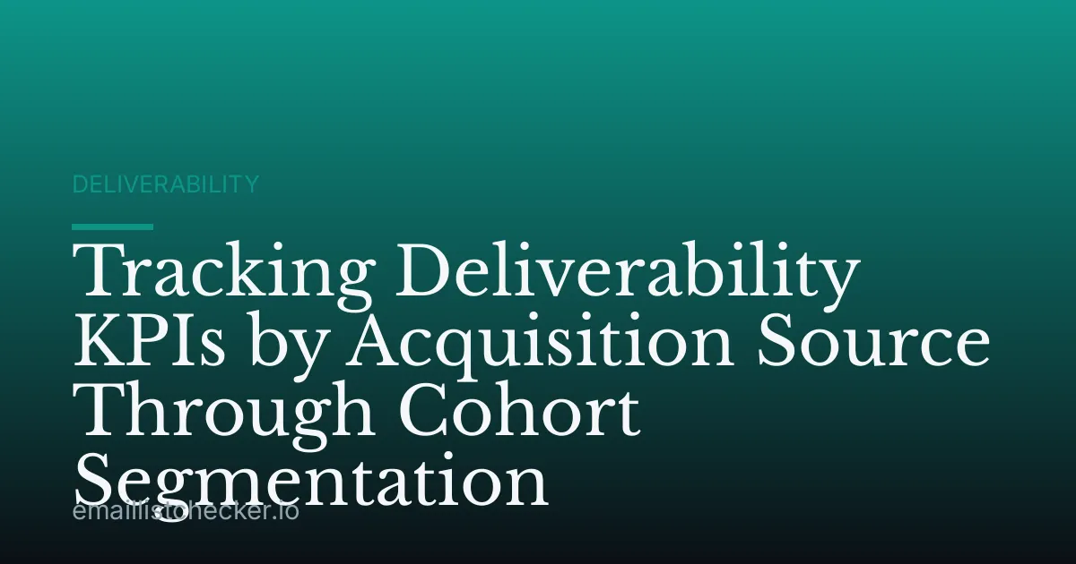 Tracking Deliverability KPIs by Acquisition Source Through Cohort Segmentation