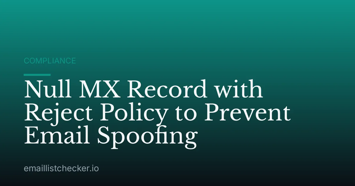 Null MX Record with Reject Policy to Prevent Email Spoofing