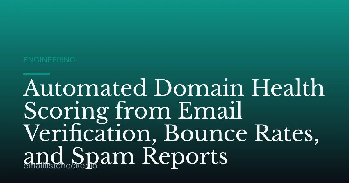 Automated Domain Health Scoring from Email Verification, Bounce Rates, and Spam Reports