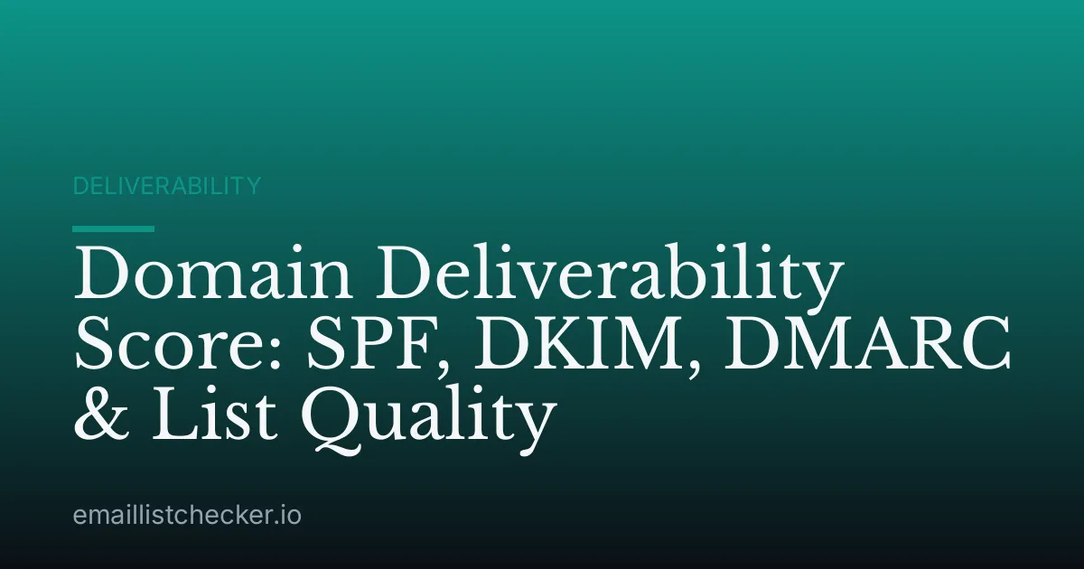 Domain Deliverability Score: SPF, DKIM, DMARC & List Quality