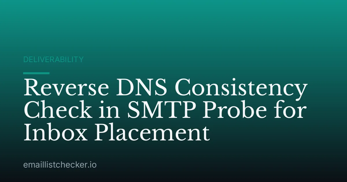Reverse DNS Consistency Check in SMTP Probe for Inbox Placement