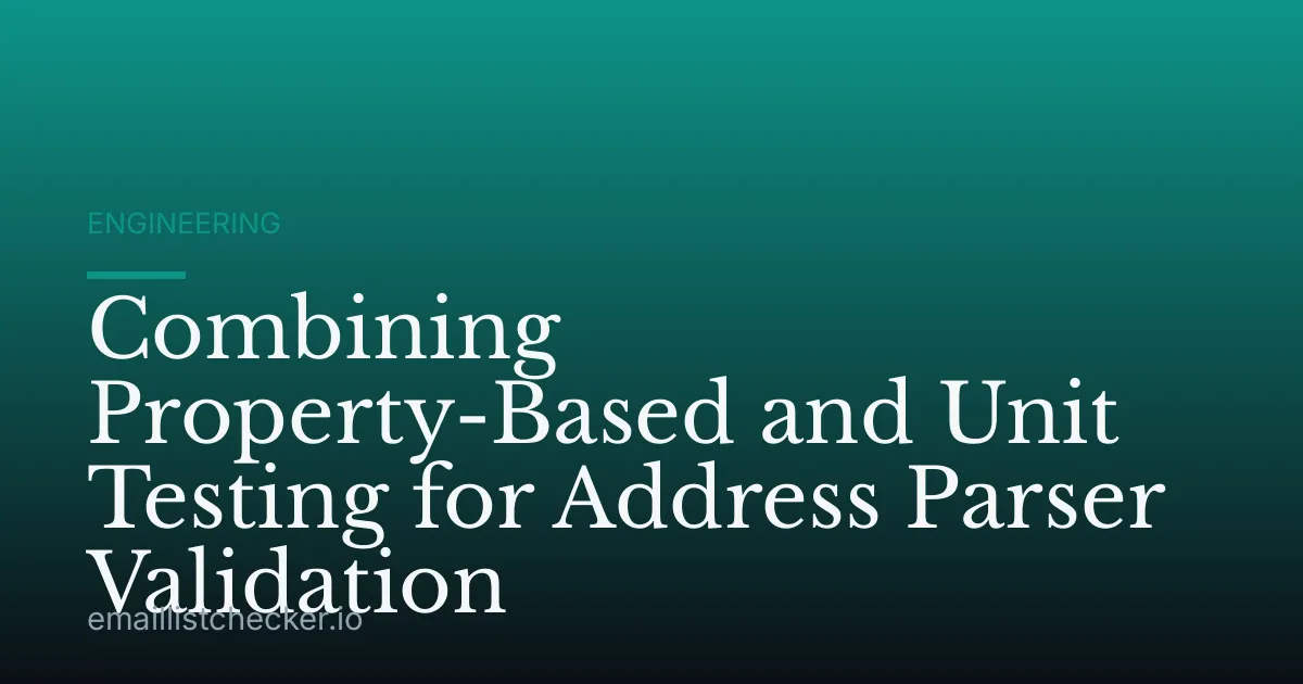 Combining Property-Based and Unit Testing for Address Parser Validation