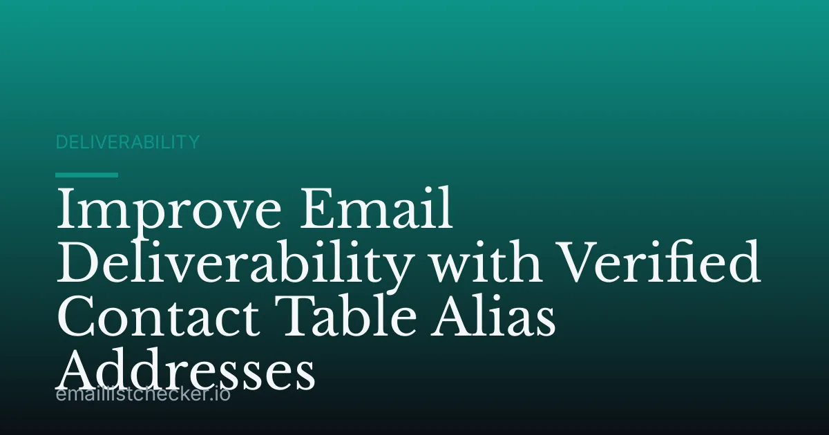 Improve Email Deliverability with Verified Contact Table Alias Addresses
