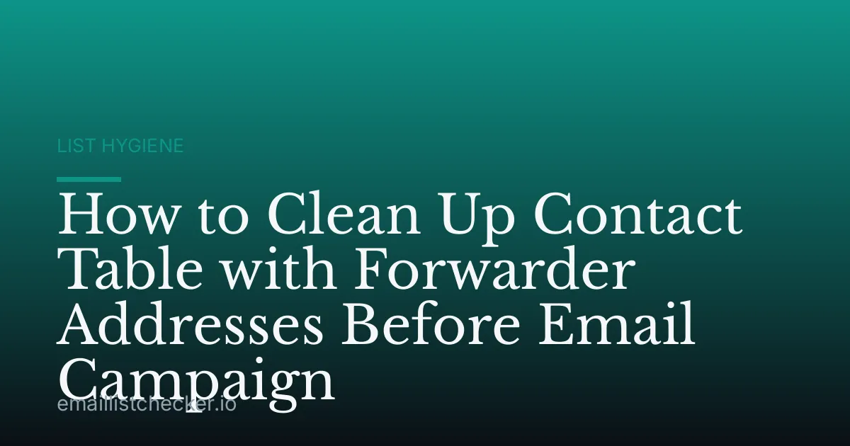 How to Clean Up Contact Table with Forwarder Addresses Before Email Campaign