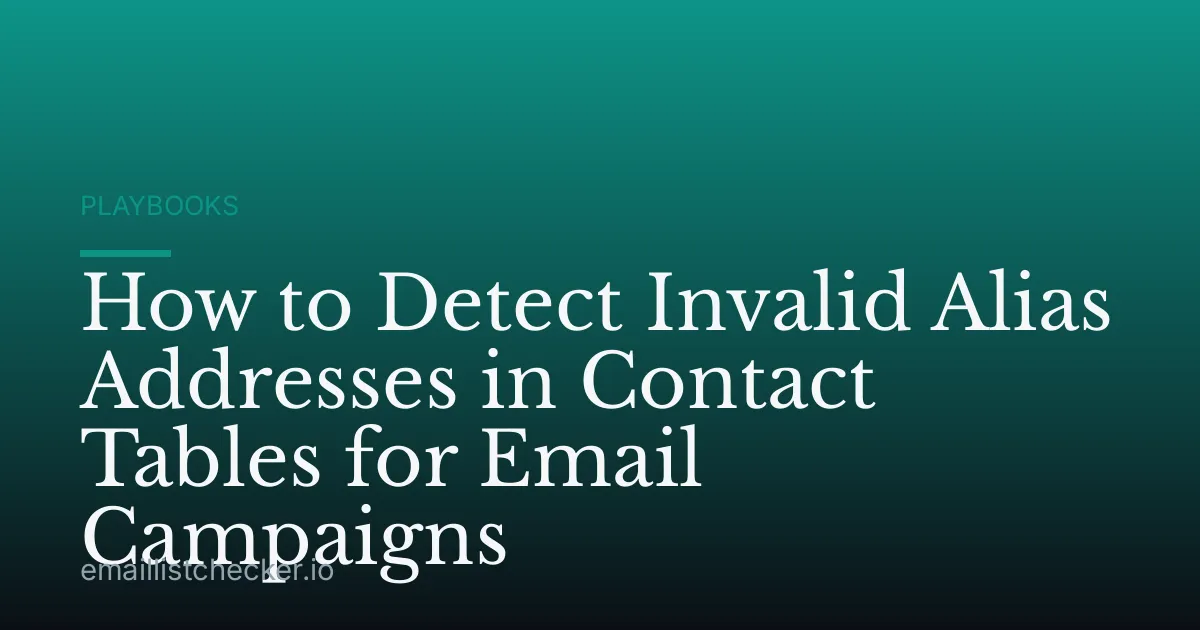 How to Detect Invalid Alias Addresses in Contact Tables for Email Campaigns