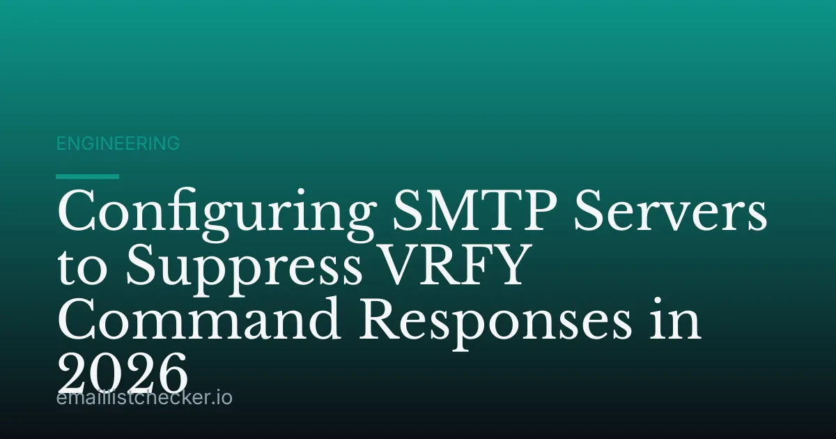 Configuring SMTP Servers to Suppress VRFY Command Responses in 2026