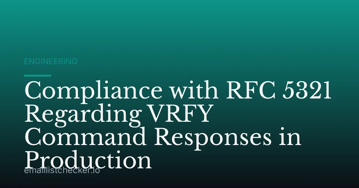 Compliance with RFC 5321 Regarding VRFY Command Responses in Production