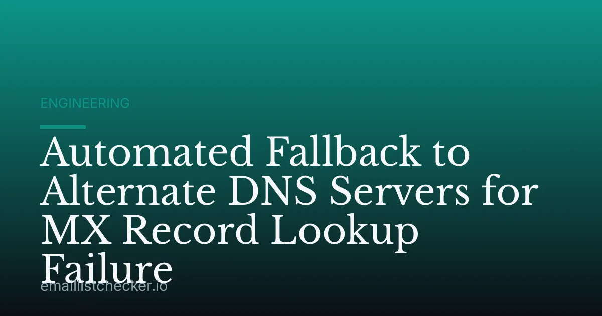 Automated Fallback to Alternate DNS Servers for MX Record Lookup Failure