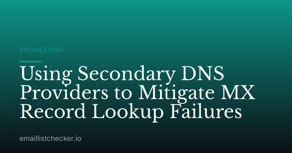 Using Secondary DNS Providers to Mitigate MX Record Lookup Failures