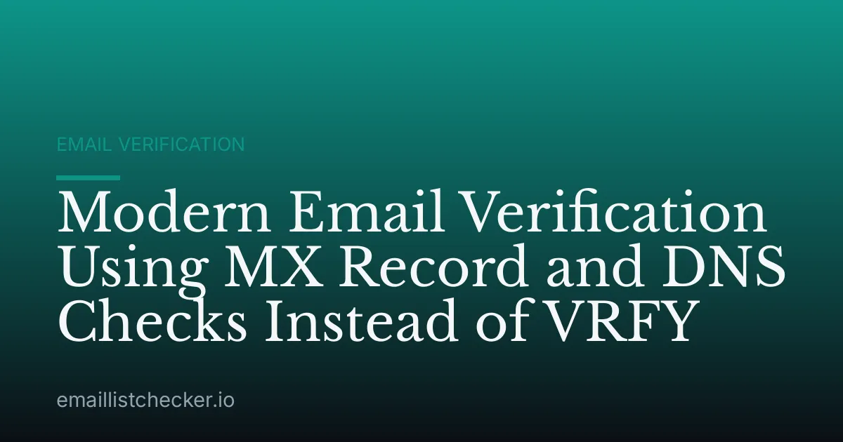 Modern Email Verification Using MX Record and DNS Checks Instead of VRFY