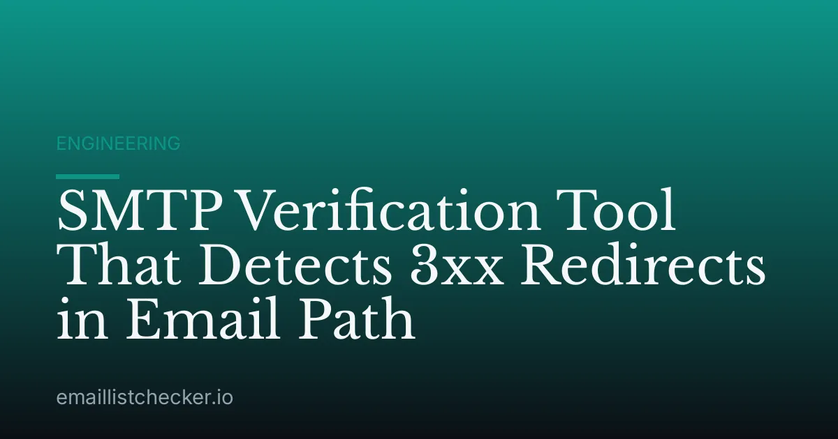 SMTP Verification Tool That Detects 3xx Redirects in Email Path