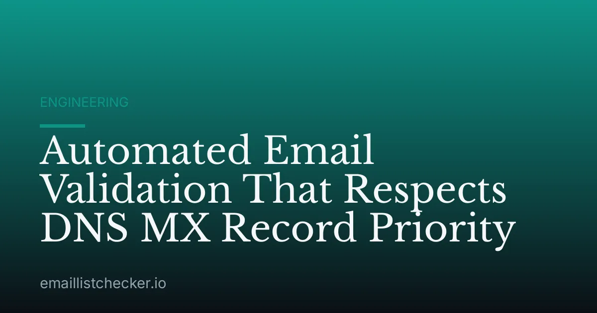 Automated Email Validation That Respects DNS MX Record Priority