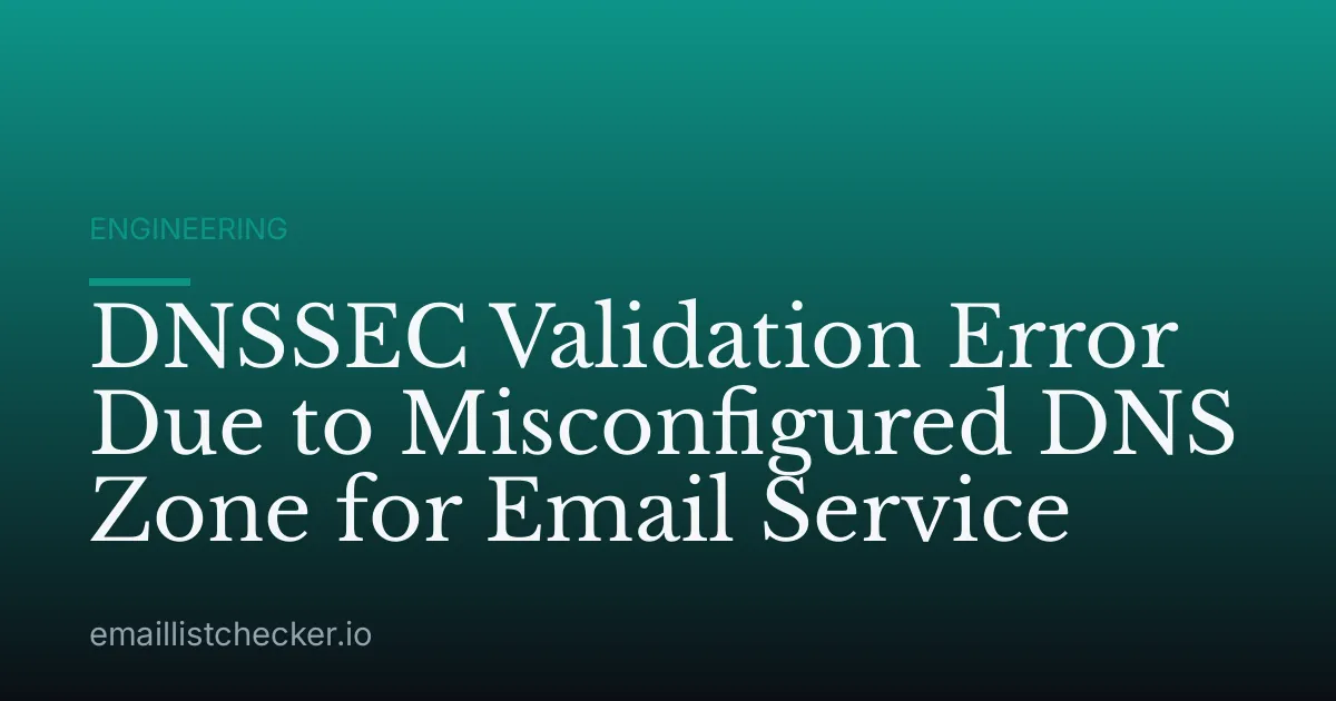 DNSSEC Validation Error Due to Misconfigured DNS Zone for Email Service