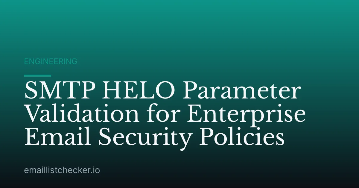 SMTP HELO Parameter Validation for Enterprise Email Security Policies