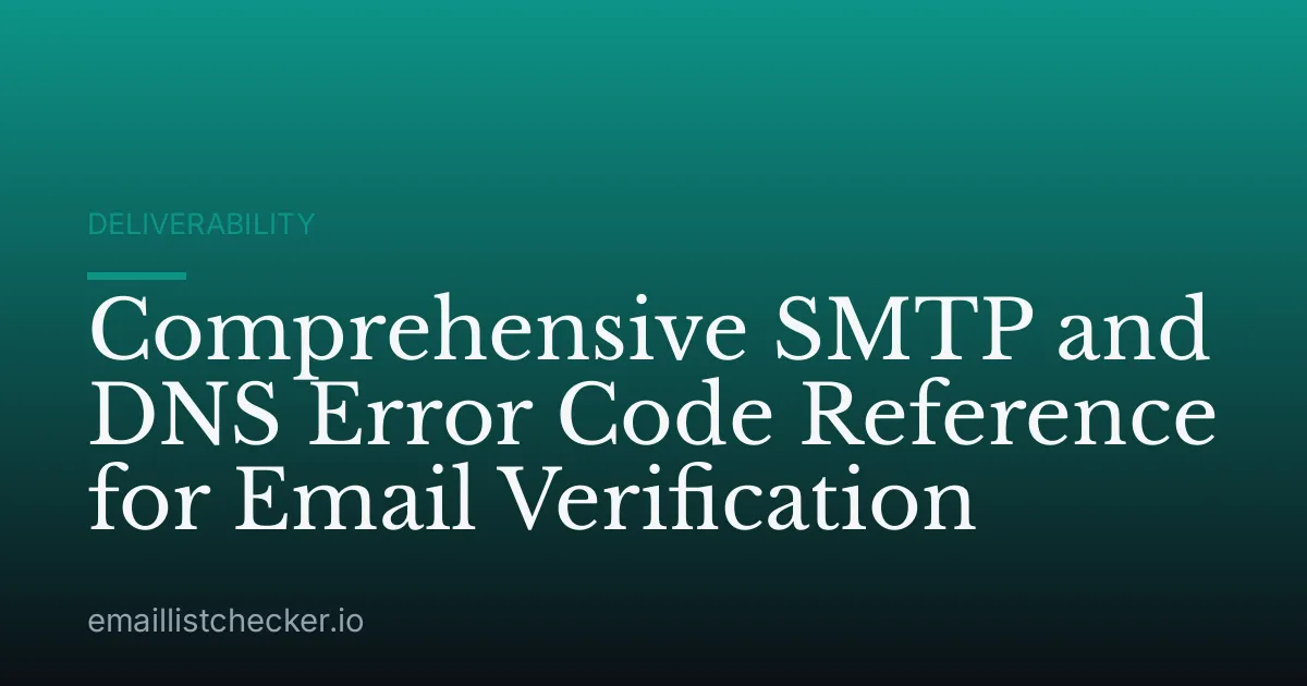 Comprehensive SMTP and DNS Error Code Reference for Email Verification