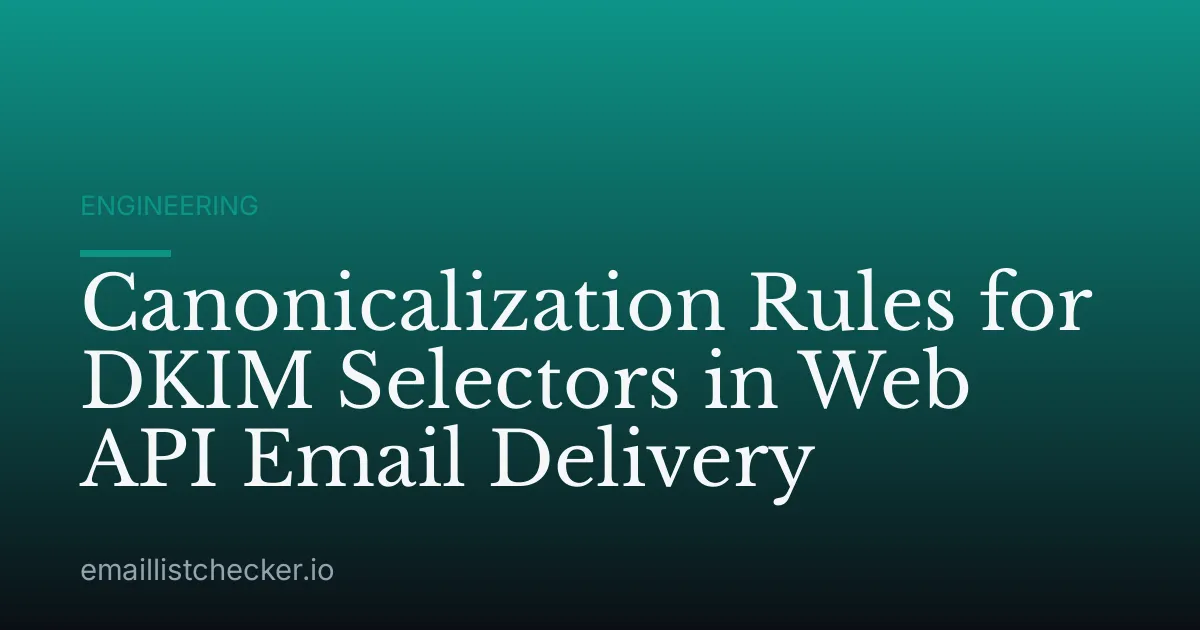 Canonicalization Rules for DKIM Selectors in Web API Email Delivery