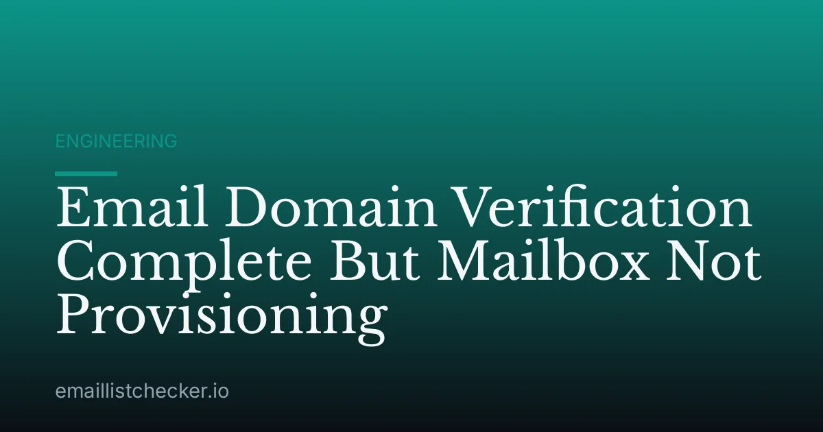 Email Domain Verification Complete But Mailbox Not Provisioning