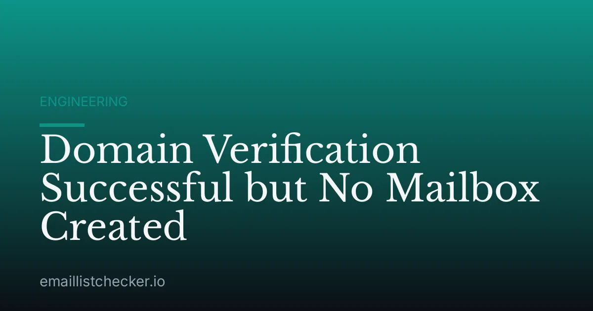 Domain Verification Successful but No Mailbox Created