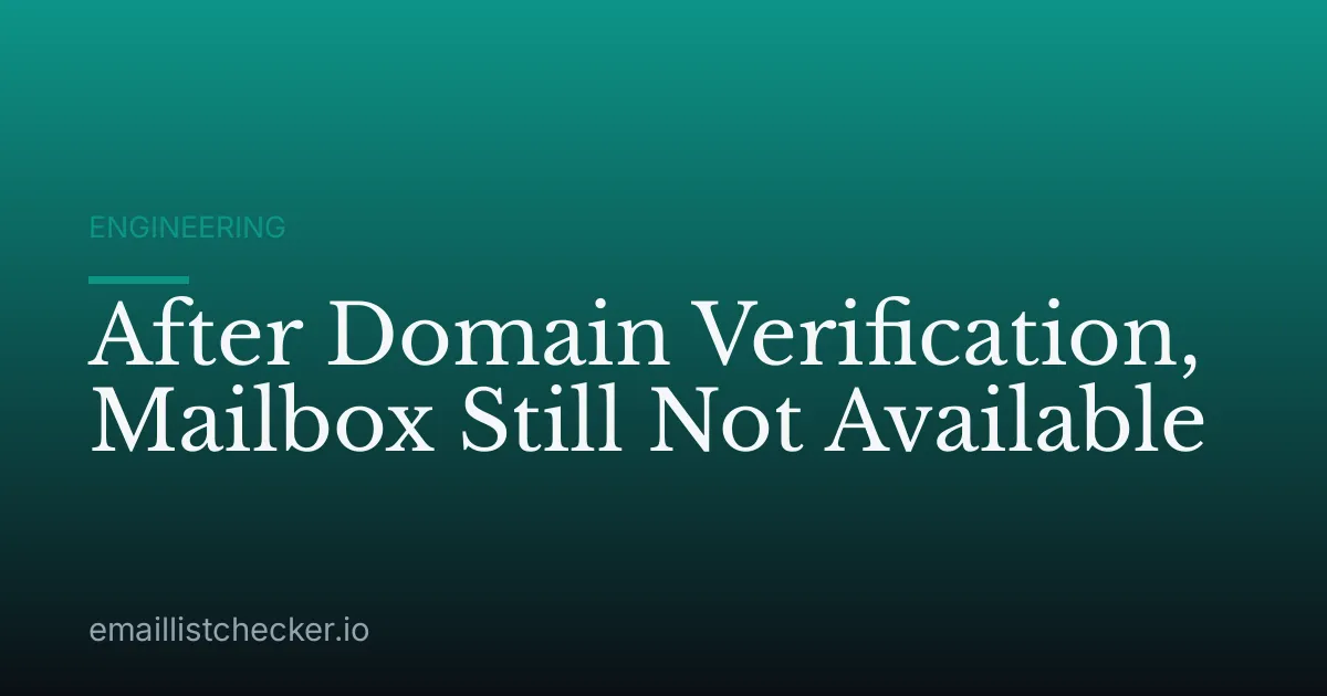 After Domain Verification, Mailbox Still Not Available