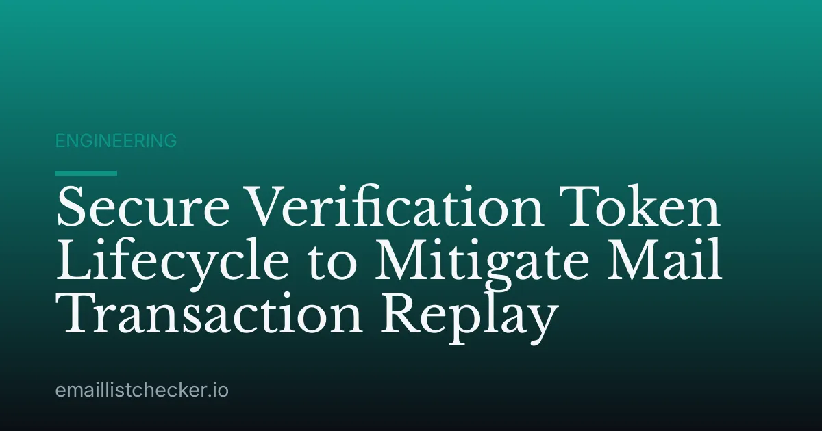 Secure Verification Token Lifecycle to Mitigate Mail Transaction Replay