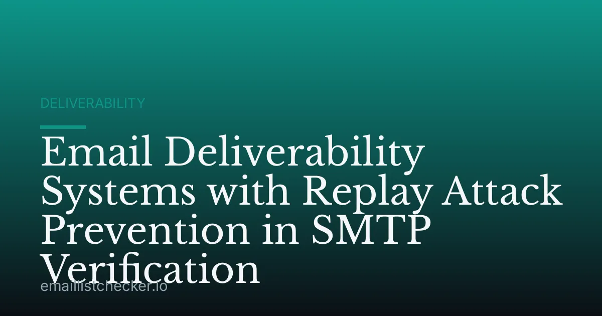 Email Deliverability Systems with Replay Attack Prevention in SMTP Verification