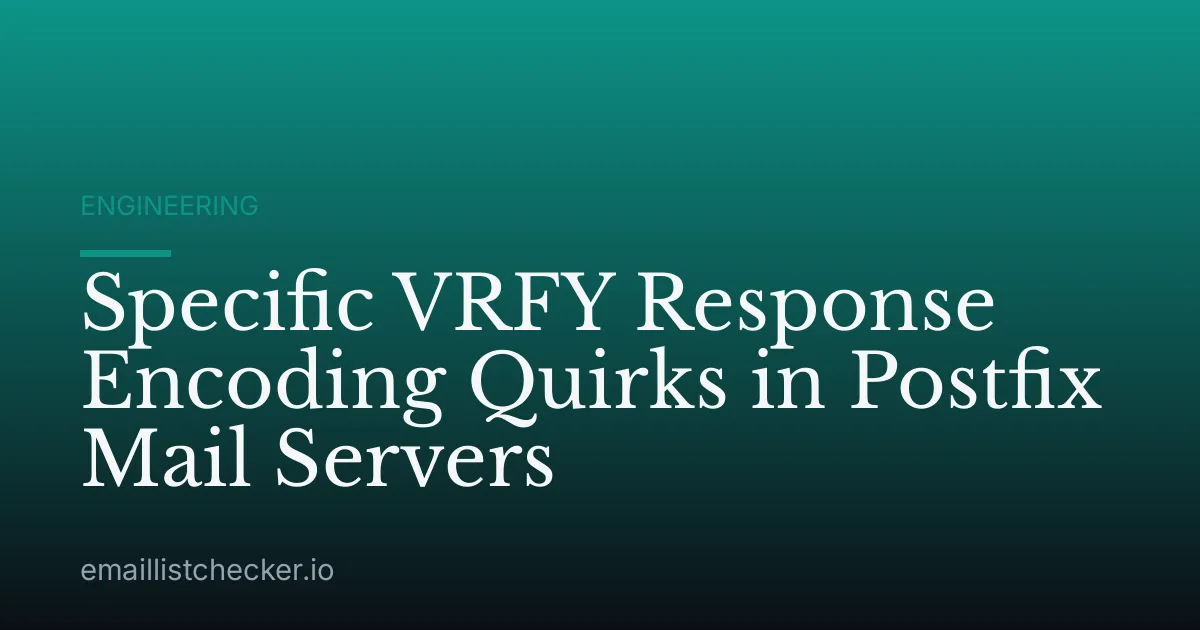 Specific VRFY Response Encoding Quirks in Postfix Mail Servers