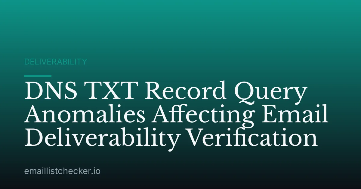 DNS TXT Record Query Anomalies Affecting Email Deliverability Verification