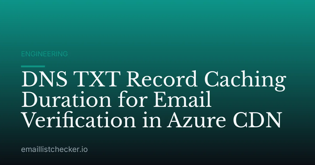 DNS TXT Record Caching Duration for Email Verification in Azure CDN