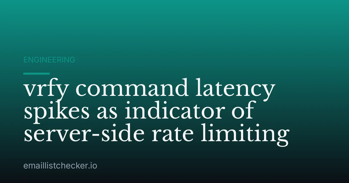 vrfy command latency spikes as indicator of server-side rate limiting