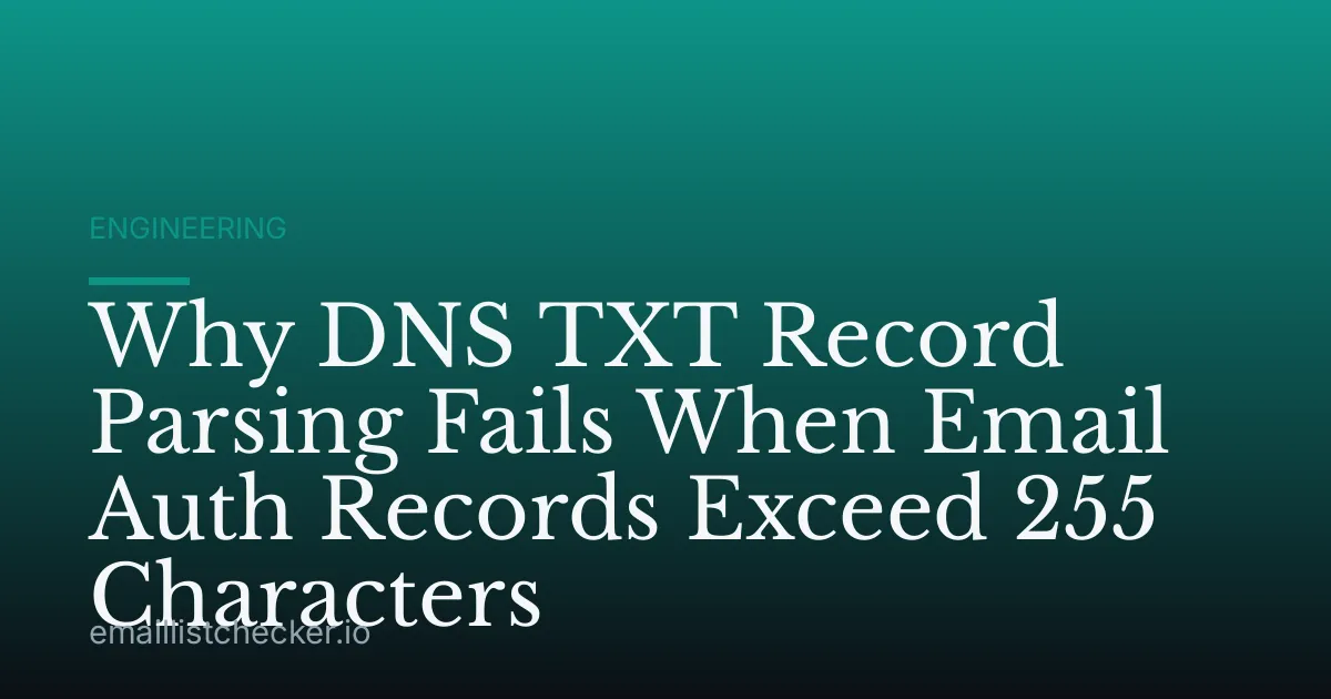 Why DNS TXT Record Parsing Fails When Email Auth Records Exceed 255 Characters