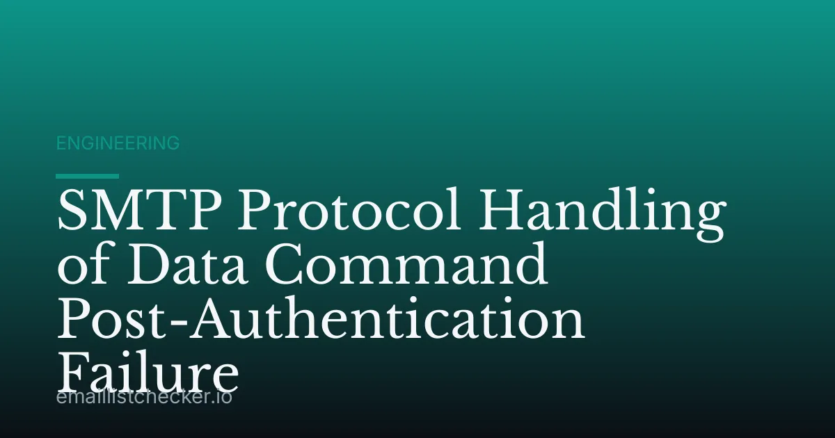 SMTP Protocol Handling of Data Command Post-Authentication Failure