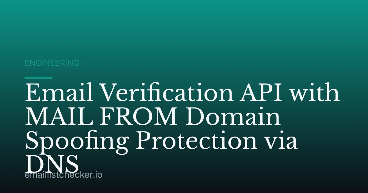 Email Verification API with MAIL FROM Domain Spoofing Protection via DNS