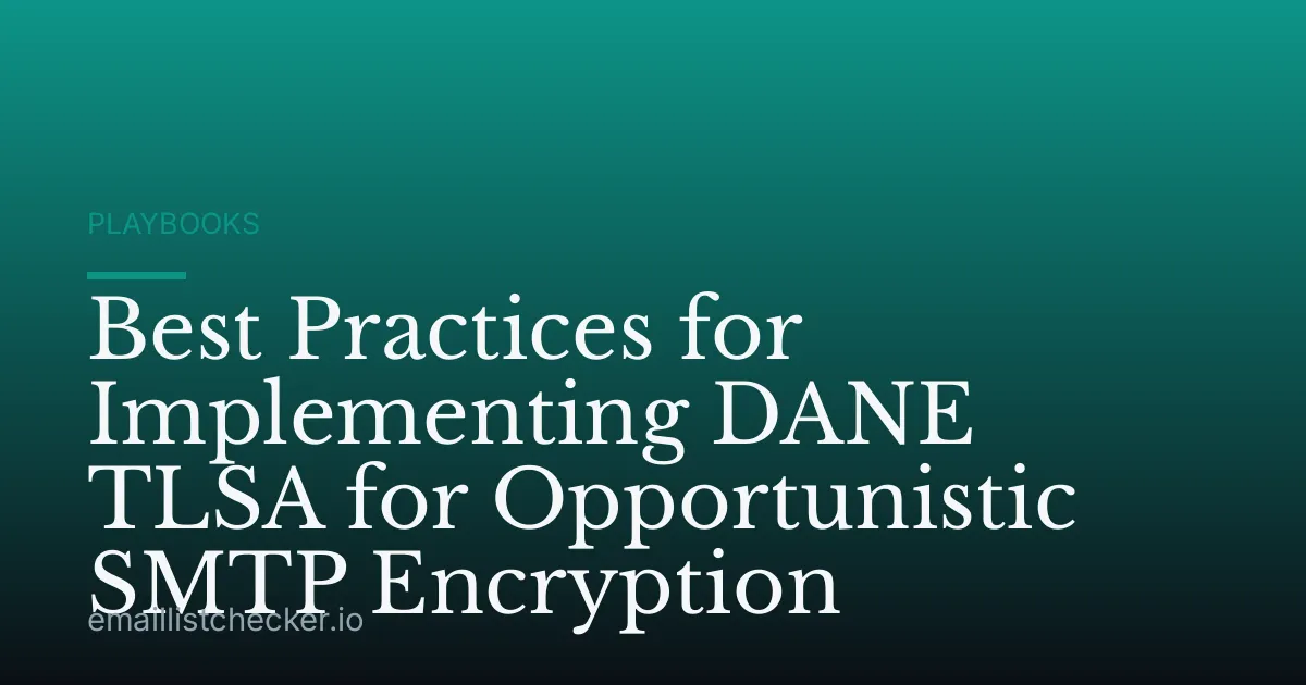 Best Practices for Implementing DANE TLSA for Opportunistic SMTP Encryption