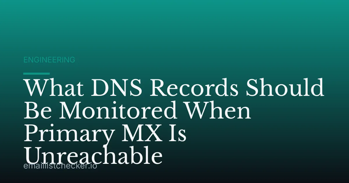 What DNS Records Should Be Monitored When Primary MX Is Unreachable