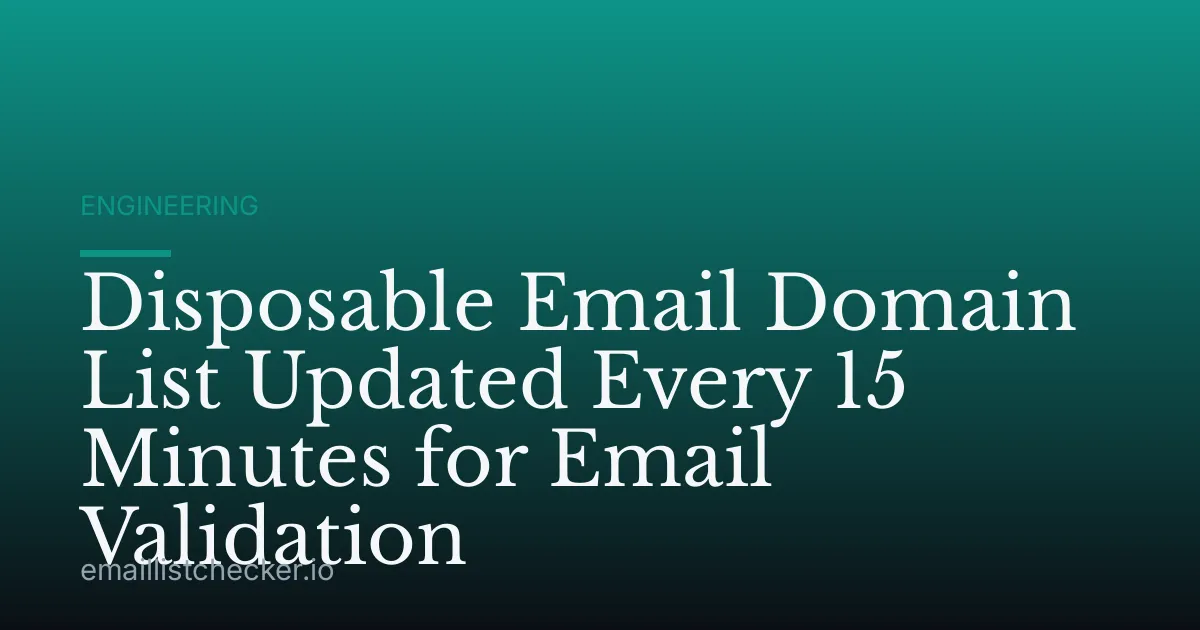 Disposable Email Domain List Updated Every 15 Minutes for Email Validation