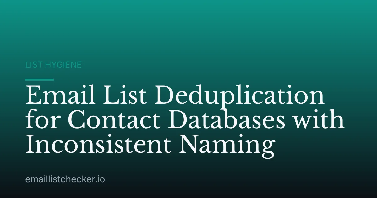 Email List Deduplication for Contact Databases with Inconsistent Naming