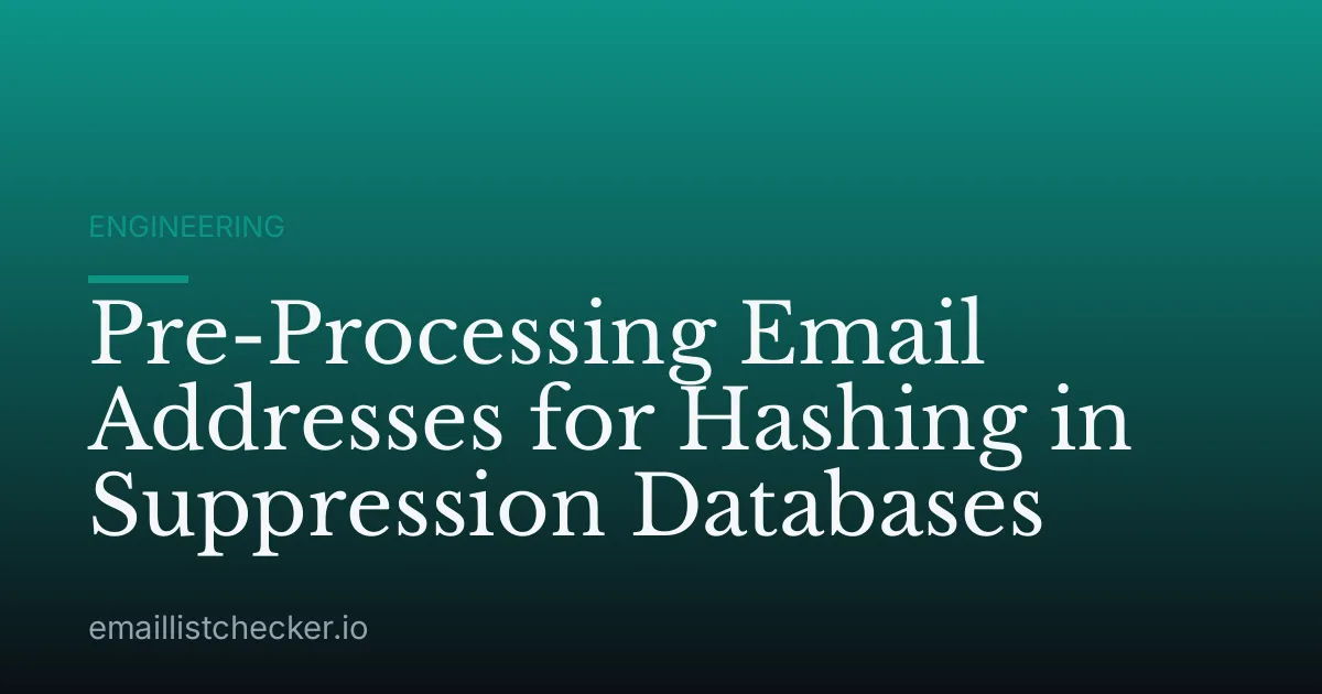 Pre-Processing Email Addresses for Hashing in Suppression Databases