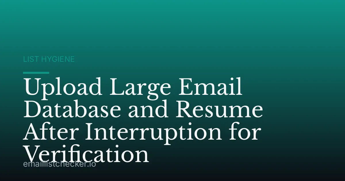 Upload Large Email Database and Resume After Interruption for Verification